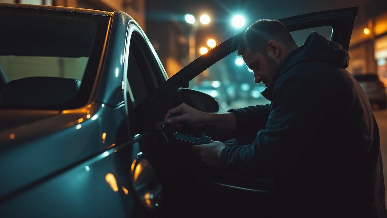 Chaveiro 24h atendendo abertura de carro à noite na rua